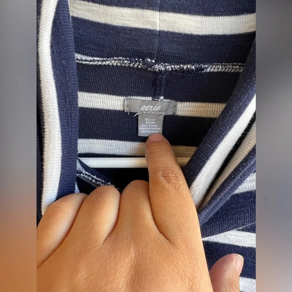 Aerie Long Sleeve Top - Cowlneck Comfy Oversized Stripes - Size XS - Picture 2 of 5